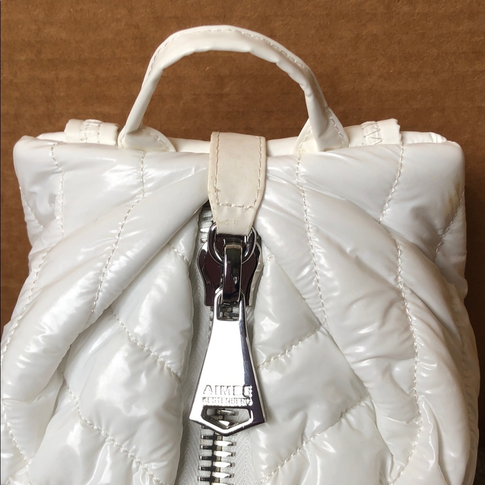 Aimee Kestenberg Tamitha Puffer Backpack in White Quilted Nylon, excellent - Picture 4 of 10